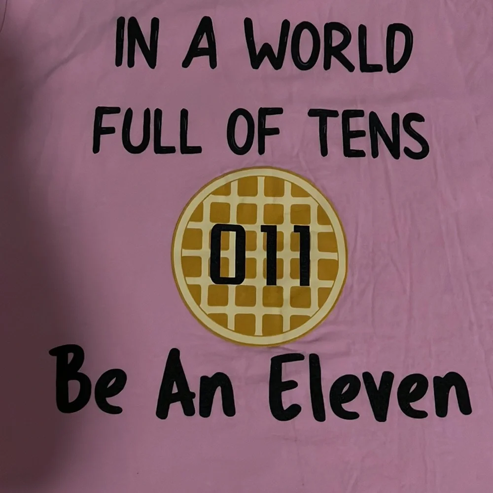 EUC LARGE STRANGER THINGS GRAPHIC TEE LARGE PINK AND BLACK Port & Compan…